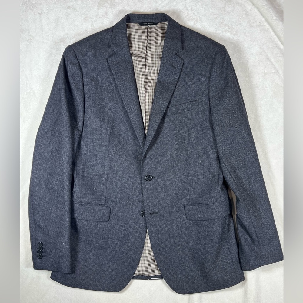NWOT Banana Republic Slim 40R Gray Plaid 100% Wool Sports Coat Blazer C17